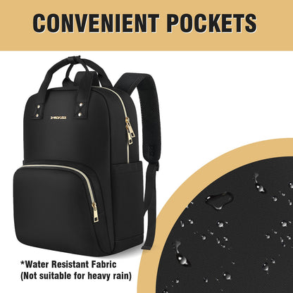 Z-MGKISS Laptop Backpack Women, 15.6 Inch Casual Daypack, Lightweight Stylish Rucksack for Travel Business College, Gifts for Ladies Teacher Nurse, Black