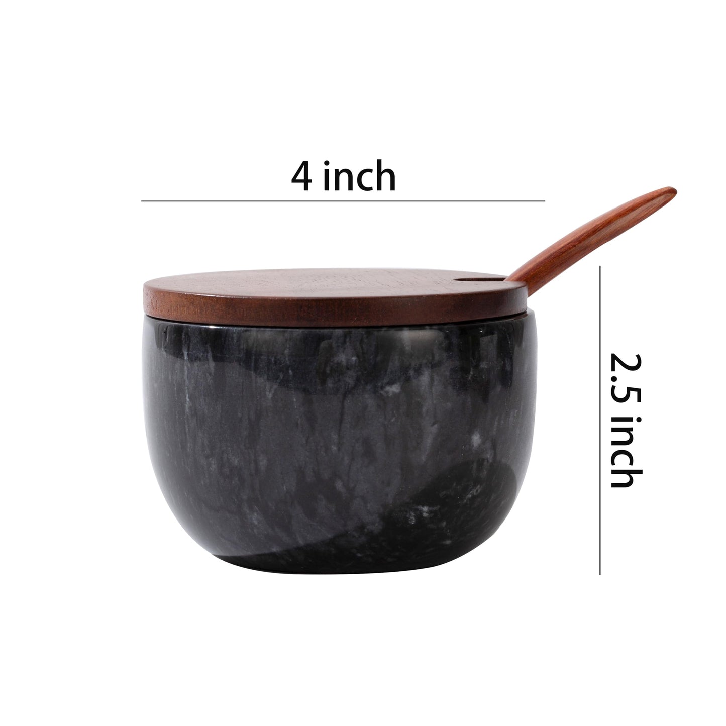 NHKRTE 18-Ounce Marble Spice Jar with Lid and Spoon, black