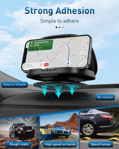 JOYEKY Car Phone Holder for Dashboard, 360° Rotatable Horizontal & Vertical Viewing Car Phone Mount，Washable Reusable Mobile Phone Holder, for iPhone Samsung Android Smartphones (Black)