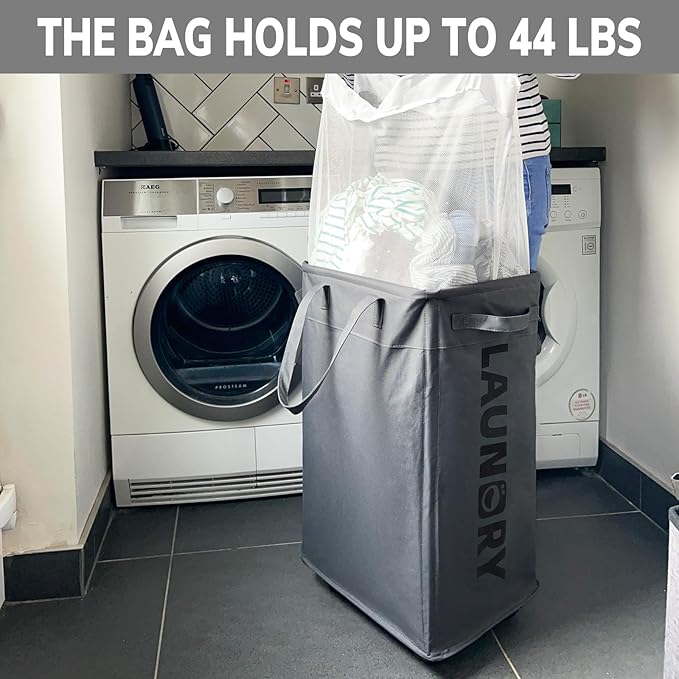 Goodpick Laundry Basket with Wheels, Laundry Hamper with Removable Wash Bag