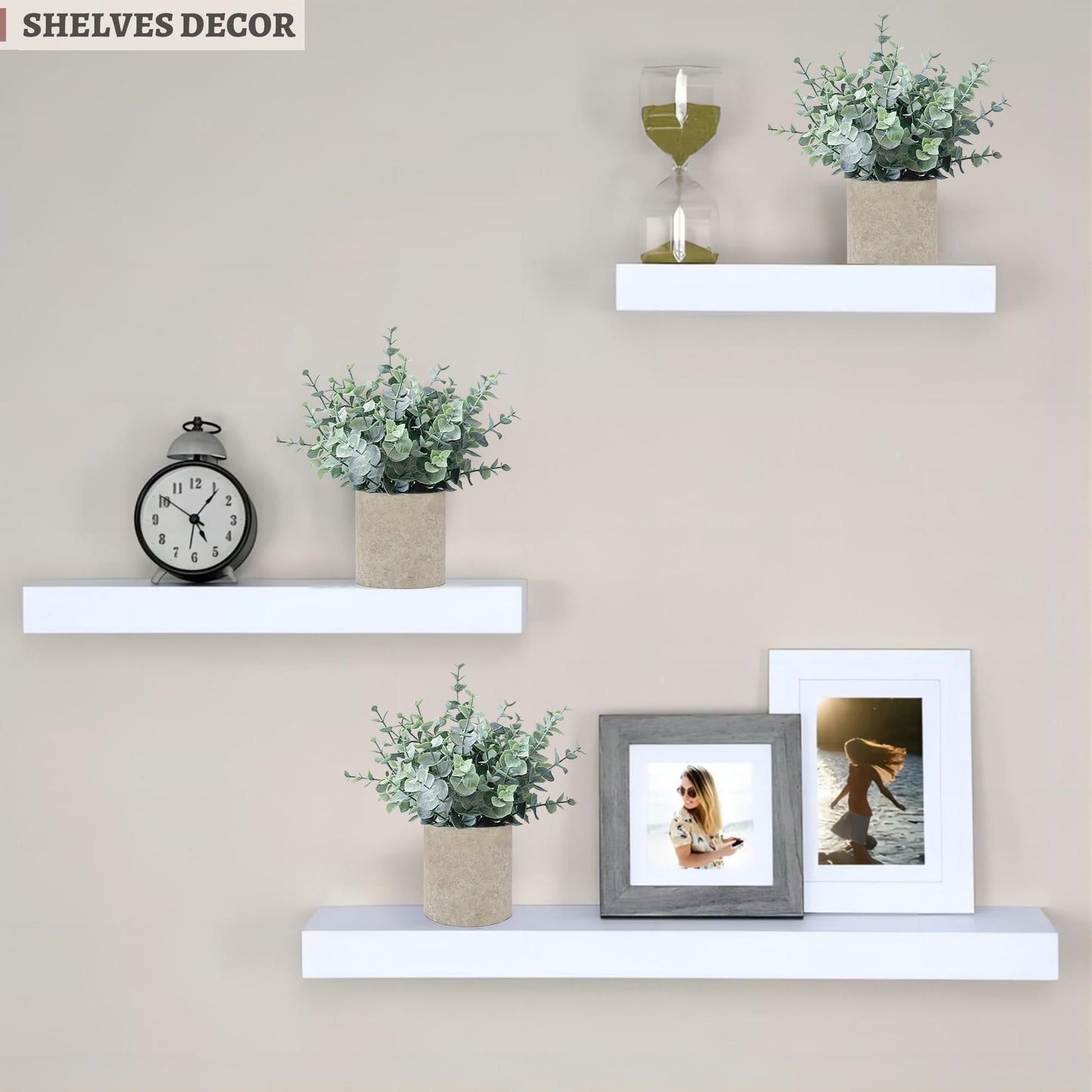 MIXROSE 3 Pack Eucalyptus Fake Plants in Pot, Artificial Plants Indoor Greenery Small Faux Plants for Bathroom Shelf Room Desk Home Office Coffee Table Farmhouse Decor