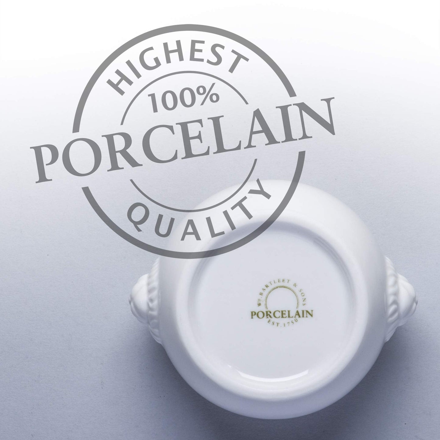 WM Bartleet & Sons – Traditional Porcelain Mustard/Jam/Sugar Pot, Lion Head Design Storage Pot with Serving Spoon and Lid (8cm). Made From 100% Porcelain – Classic Smooth Finish, White