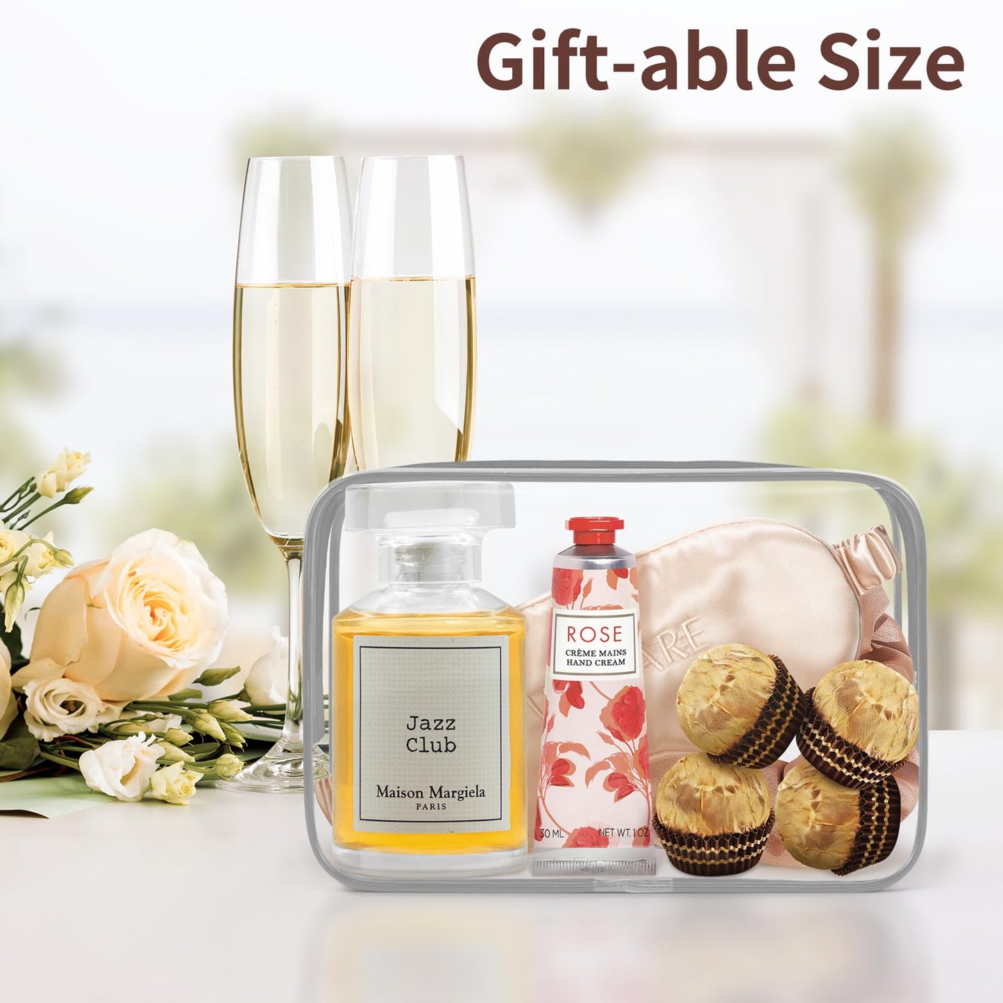 TISRATOK 12 PCS Clear Makeup Bag for Women with Zipper, TSA Approved Toiletry Pouch, Cosmetic Bag Bulk for Travel Organizer Essentials - Grey,Medium