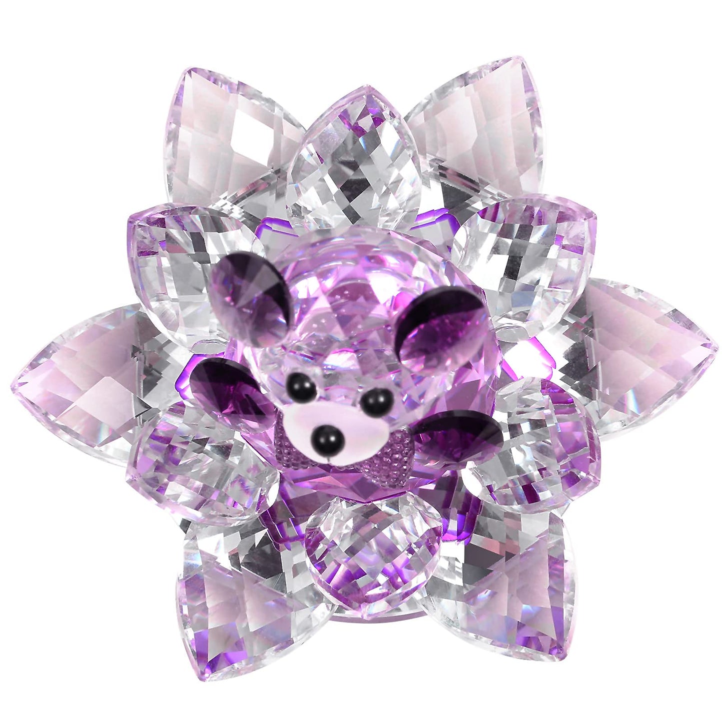 Handmade Crystal Bear & Flower Figurine Collection, Paperweight Table Centerpiece, Gift for Valentine's Day Mother's Day Christmas Anniversary Birthday Thanksgiving Girls (Purple)