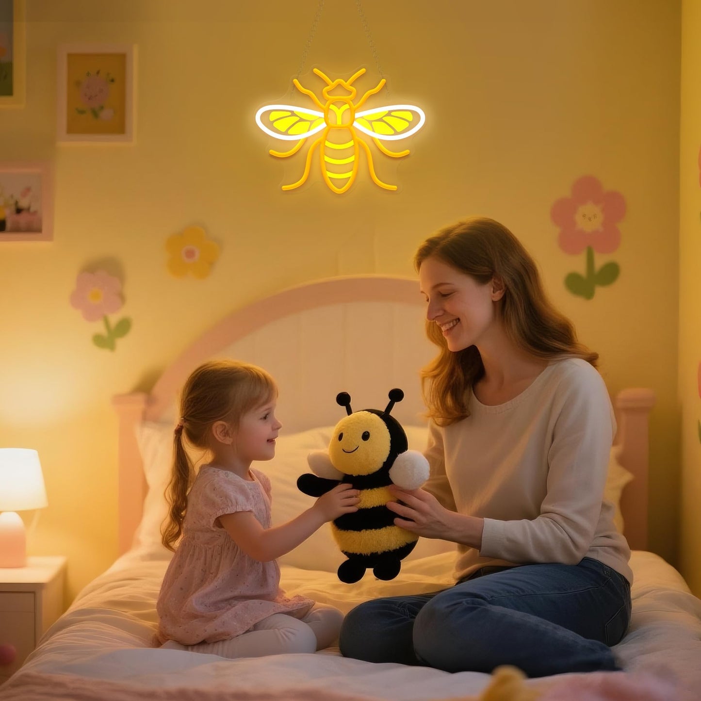 Attivolife Bumble Bee Neon Sign for Wall Decor, Light up LED Animal Neon Lamp with Dim USB Powered, Home Bedroom Classroom Party Stuff, Birthday Xmas Gifts for Kid Girl Boy Beekeeper