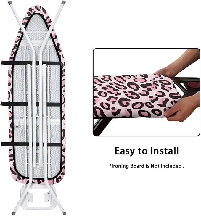 Pink Leopard Print Design Tabletop Ironing Board Cover and Pad Standard Ironing