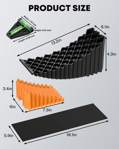 Kohree RV Leveling Blocks, Levels Up to 5", Supports Up to 50,000 lbs, Curved Camper Levelers with Wheel Chocks, Rubber Mats & Carry Bag for Travel Trailers & Fifth Wheels, Orange