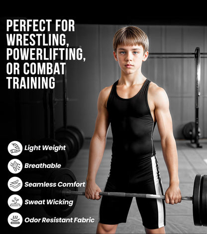 Exxact Sports Sublimated Youth Wrestling Singlet For Boys, Premium Powerlifting Singlet, Kids Wrestling Singlets For Training (YL, Royal Blue USA)