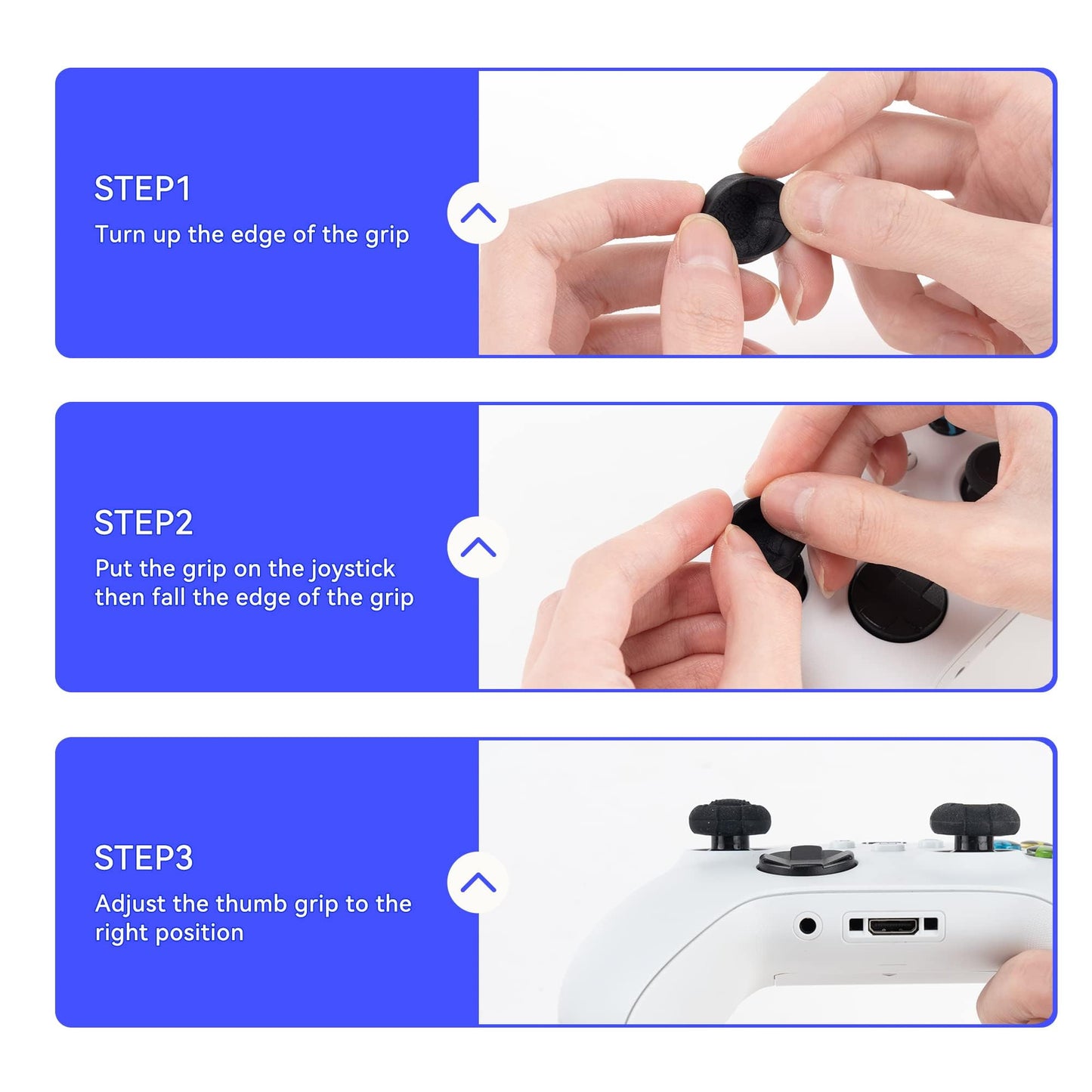 GeekShare Thumb Grip Caps for Xbox One Controller,Silicone Joystick Cover Solid Color Thumbsticks Cover Set Compatible with Xbox Series X,3 Pairs / 6 Pcs (Black)