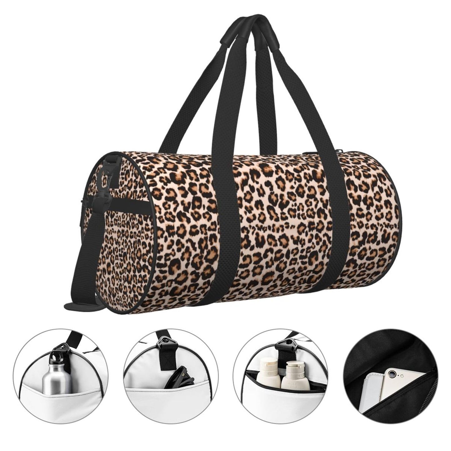 Gbuzozie Leopard Cheetah Print Gym Duffle Bag Foldable Lightweight Carry On Weekender Travel Duffel Bags Sport Bags For Fitness Yoga Beach Swim Men Women