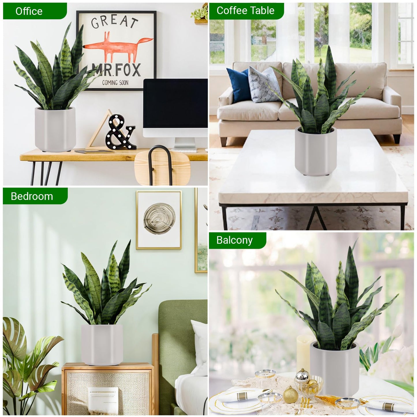 BTHM DSGN Artificial Sansevieria Plant Fake Snake Plant in Plastic Pot, 22" Tall Real Touch Fakes Plants for Home Decor Indoor, Lifelike Succulent Like Plant for Office Bedroom Living Room-Green