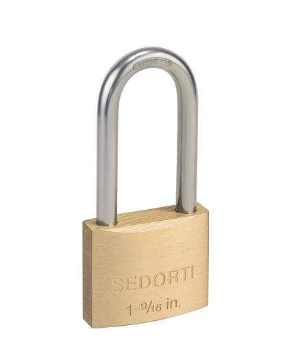 SEDORTI Weatherproof Padlock with Stainless Steel 304 Long Shackle and Solid Brass Body, 1-9/16 in. Wide, 2 Padlocks Keyed Alike, Marine Grade Rustproof Lock for Outdoors Use YNBSP240