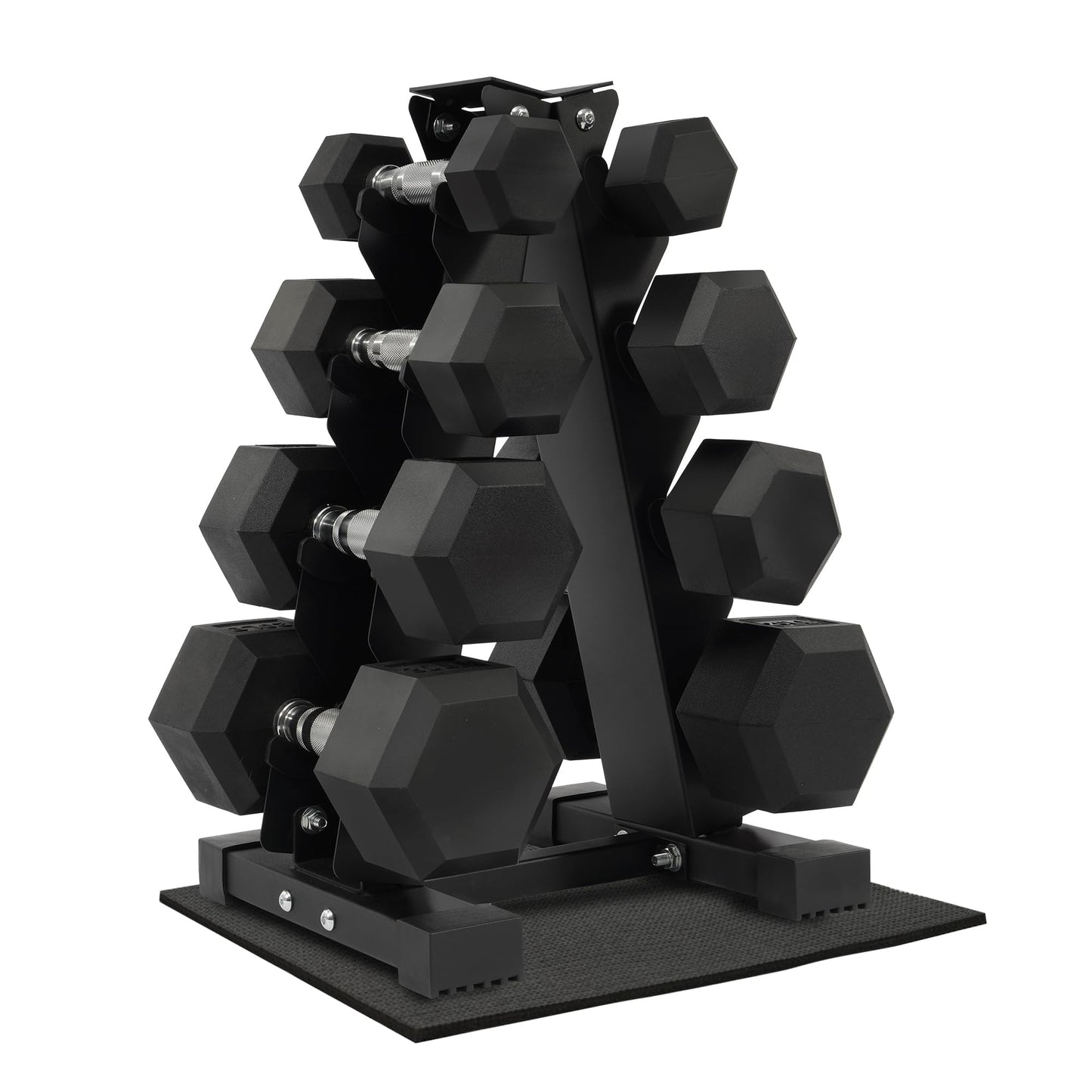 Fitvids Fitvids Rubber Coated Hex Dumbbell Weight Set and Storage Rack, 100LBS, 150LBS or 200LBS Set, 5-20 lbs, 5-25 lbs, 10-30 lbs Pairs