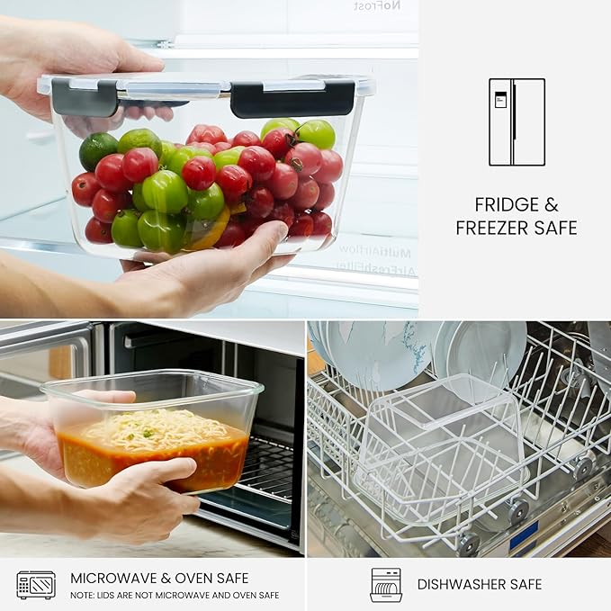 2 Pack Large Glass Food Storage Containers