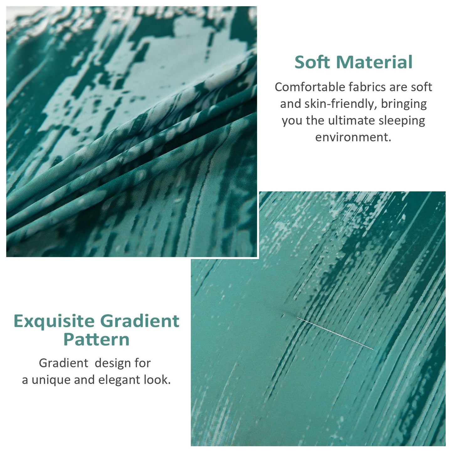 WONGS BEDDING Comforter Set Queen,Aqua 7 Pieces Bed in a Bag Colorful Abstract Art Gradient Comforter Microfiber Bedding Set,1 Comforter, 1 Flat Sheet, 1 Fitted Sheet, 2 Pillow Shams,2 Pillowcases