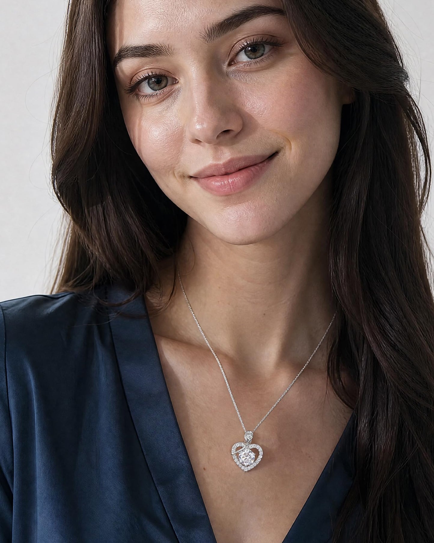 N9NEMUSES Rose Heart Pendant Necklace for Wife, 3CT Moissanite 925 Sterling Silver Necklace, Wedding Anniversary Birthday Christmas Valentines Day Jewelry Gifts for Wife Girlfriend Mom Daughter
