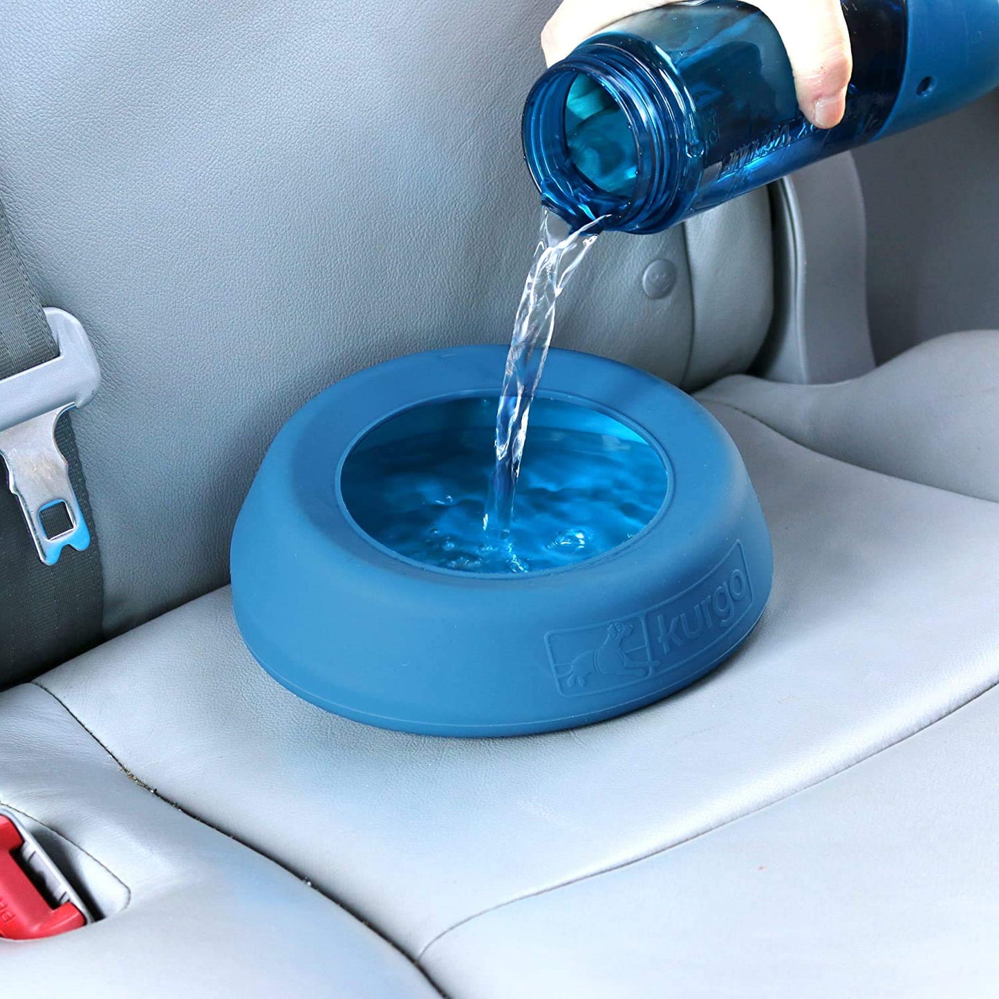 Kurgo Splash Free Wander Water Bowl, Dog Travel Bowl, Prevents Spilling, Holds 710ml, Coastal Blue