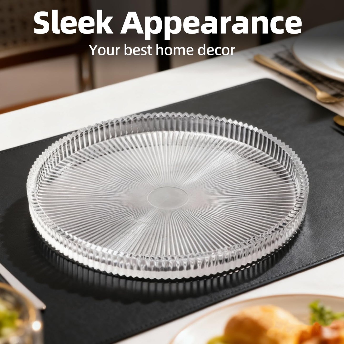 Decorative Round Glass Tray 10.5 Inch, Modern Crystal Serving Platter, Elegant Glass Plate for Home Décor, Coffee Table, Vanity or Kitchen