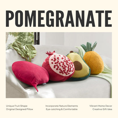 Phantoscope Papaya Shaped Throw Pillow, Fruit Themed Cushion for Couch, Bed and Chair, Pink, 10 x 15 inches