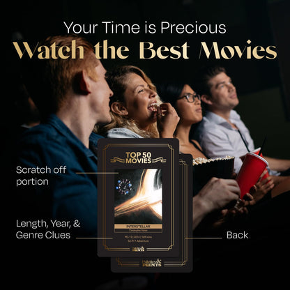 Premium Movie Night Scratch Off Cards – Gifts for Movie Lovers – End Movie Night Indecision With Movies From Top Databases – Stunning Illustrations - Husband Boyfriend Gift - Couples Gift Ideas