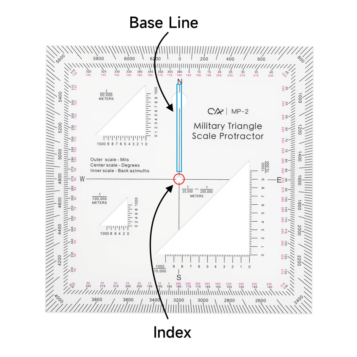 CYA Military Map Protractor Coordinate Scale Map for Land Navigation, Military Style UTM/MGRS Coordinate Scale