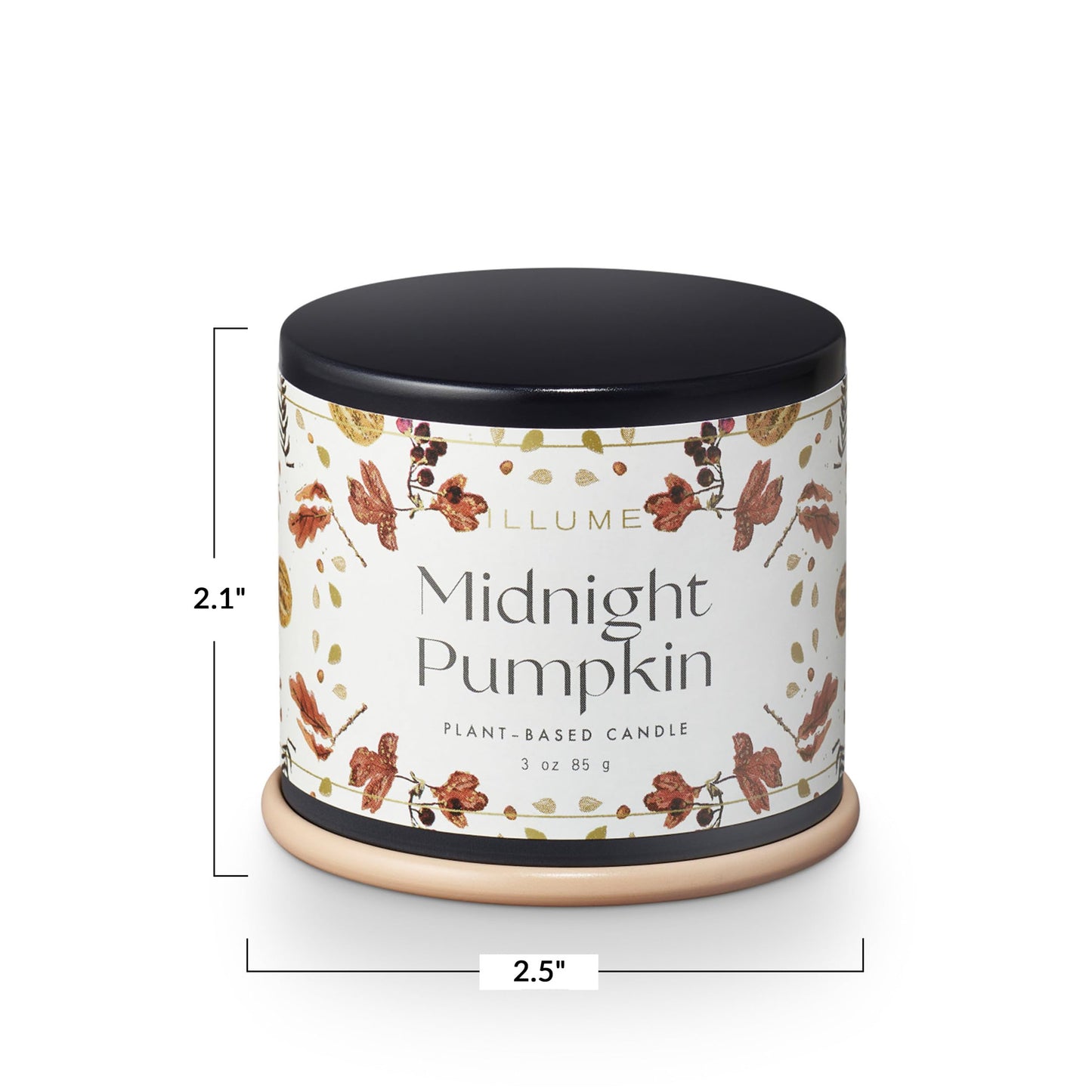 Illume Noble Holiday Collection Midnight Pumpkin Demi Vanity Tin Candle, 3 oz