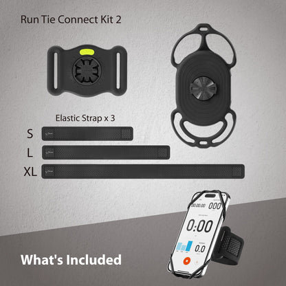 Bone Run Tie Connect Kit 2, Running Cell Phone Holder, Detachable & 360° Rotatable Sport Armband, Skin-Friendly Silicone Workout Phone Carrier Compatible with Most Smartphones (Connection Kit)