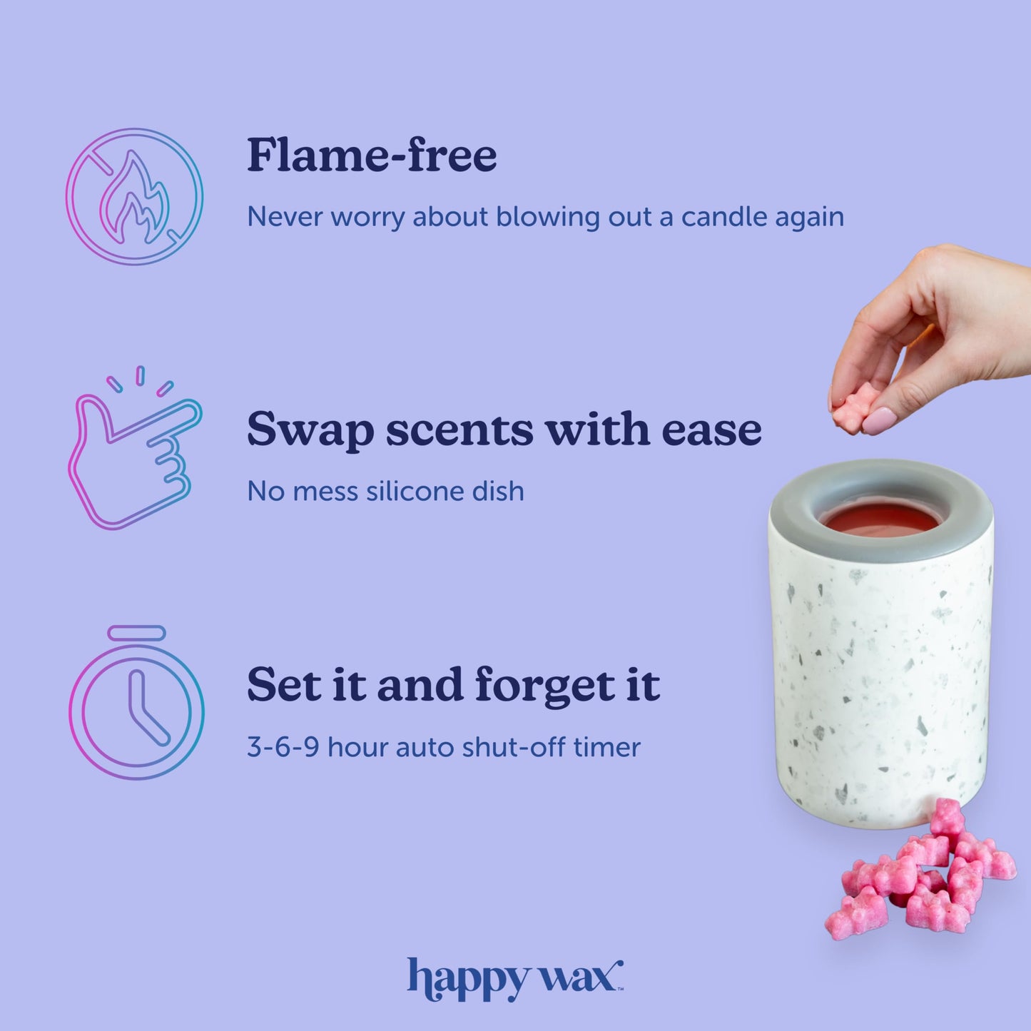 Happy Wax Opalescent Glass Storage Container Wax Jars for Scented Soy Wax Melts - 3 Pack
