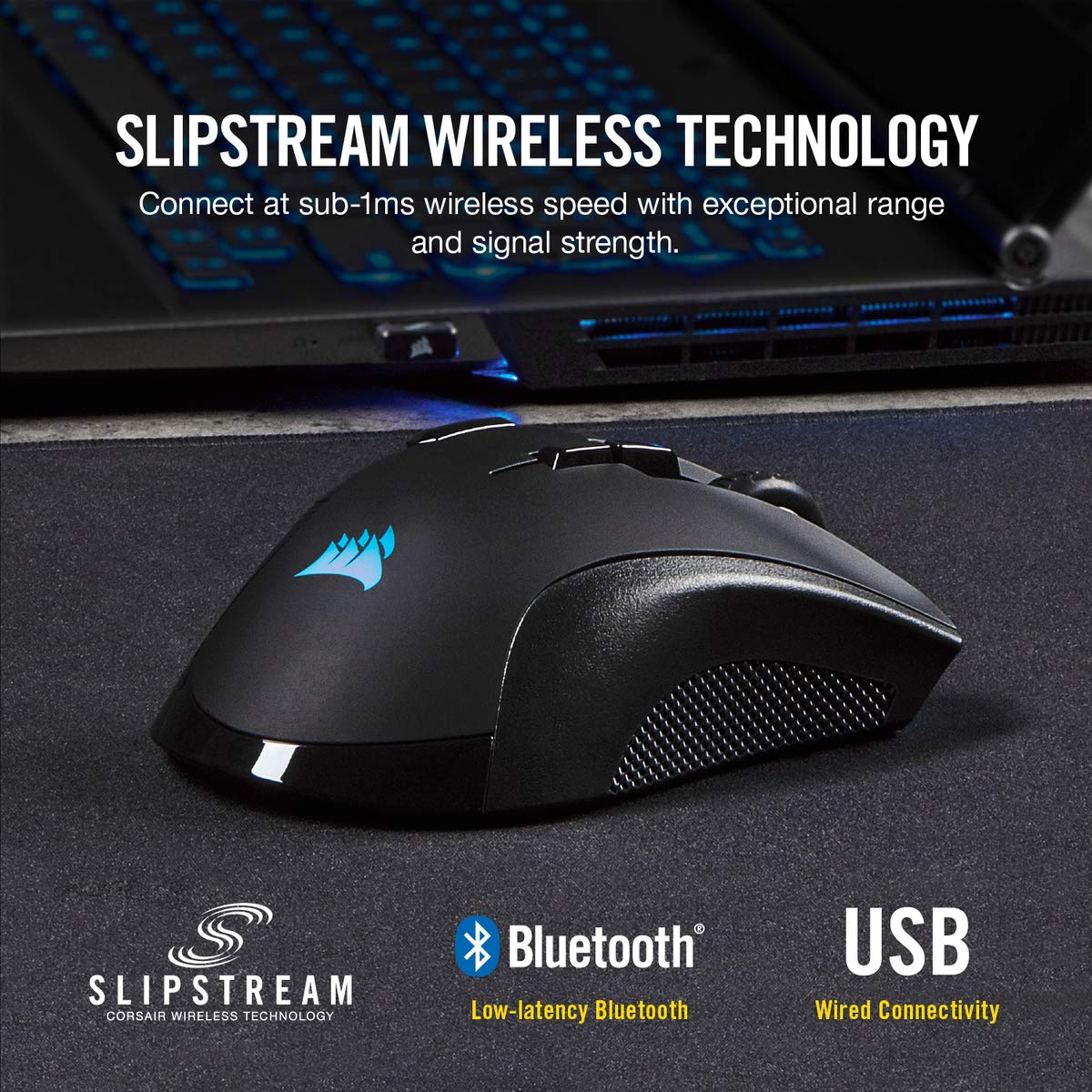 Corsair IRONCLAW RGB Wireless FPS/MOBA Gaming Mouse – 18,000 DPI – 10 Programmable Buttons – Designed for Large Hands – iCUE Compatible – PC, Mac, PS5, PS4, Xbox – Black