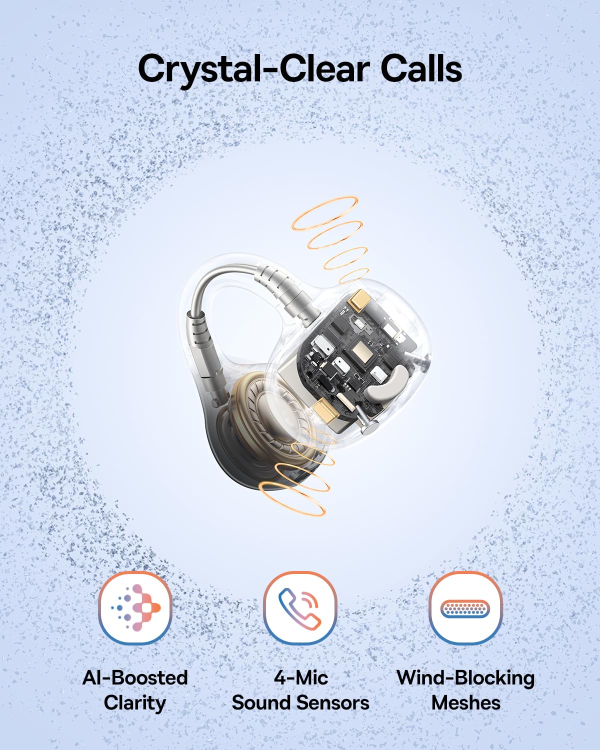 Baseus Bass BC1 Open Ear Earbuds Clip-On Headphones, Open-Ring Comfort with Tri-Curve Snug Clip, Powerful Sound with SuperBass, 4-Mic Clear Calls, IP55 Waterproof, 38H Playtime, Lightweight