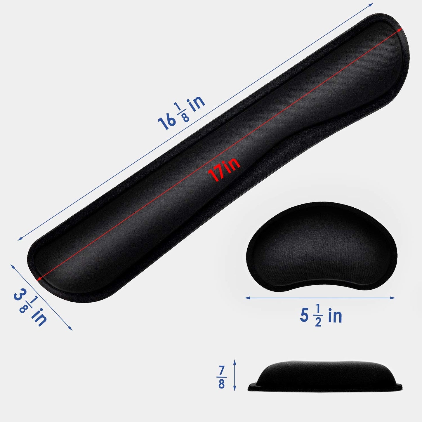 TONOS Keyboard Wrist Rest - 17" Wrist Rest for Computer Keyboard with Memory Foam, Ergonomic Design Wrist Rest Set for Easy Typing, Wrist Pain Relief, Anti-Skid Wrist Rest for Office/Gaming/Laptop