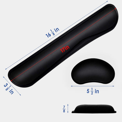 TONOS Keyboard Wrist Rest - 17" Wrist Rest for Computer Keyboard with Memory Foam, Ergonomic Design Wrist Rest Set for Easy Typing, Wrist Pain Relief, Anti-Skid Wrist Rest for Office/Gaming/Laptop