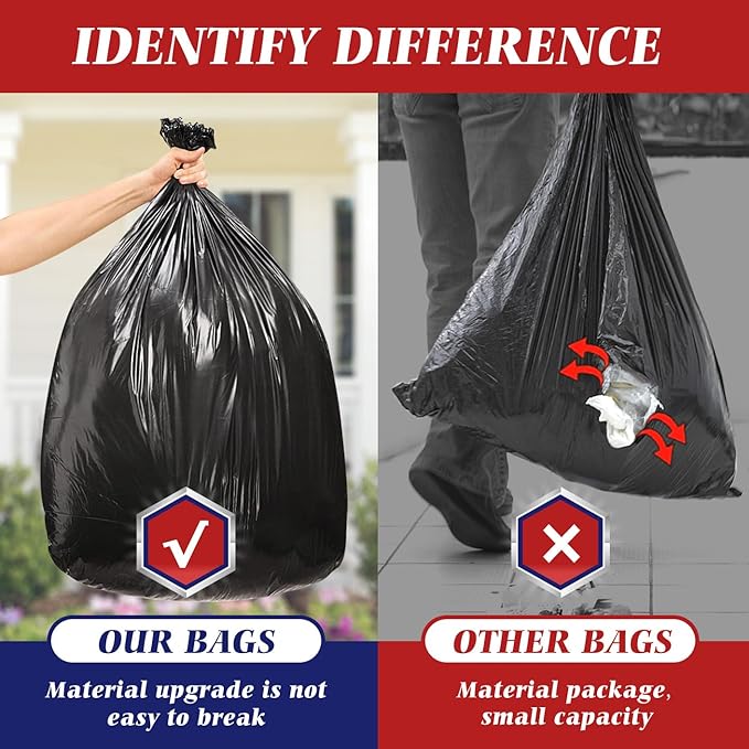 Teivio Trash Bags, 40-45 Gallon,