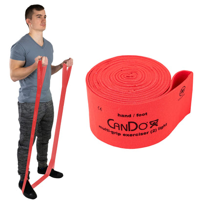 CanDo Multi-Grip 6 Foot Exercise Resistance Band with Hand/Foot Loops for Total Body Workouts, Training, Rehab, Stretching and Therapy
