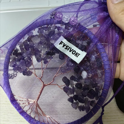 Tree of Life Hanging Ornament, FYSIVOKE Chakra Stones Healing Crystals for Chakra Reiki Good Luck Wall Hanging Window Hanger Indoor Decoration