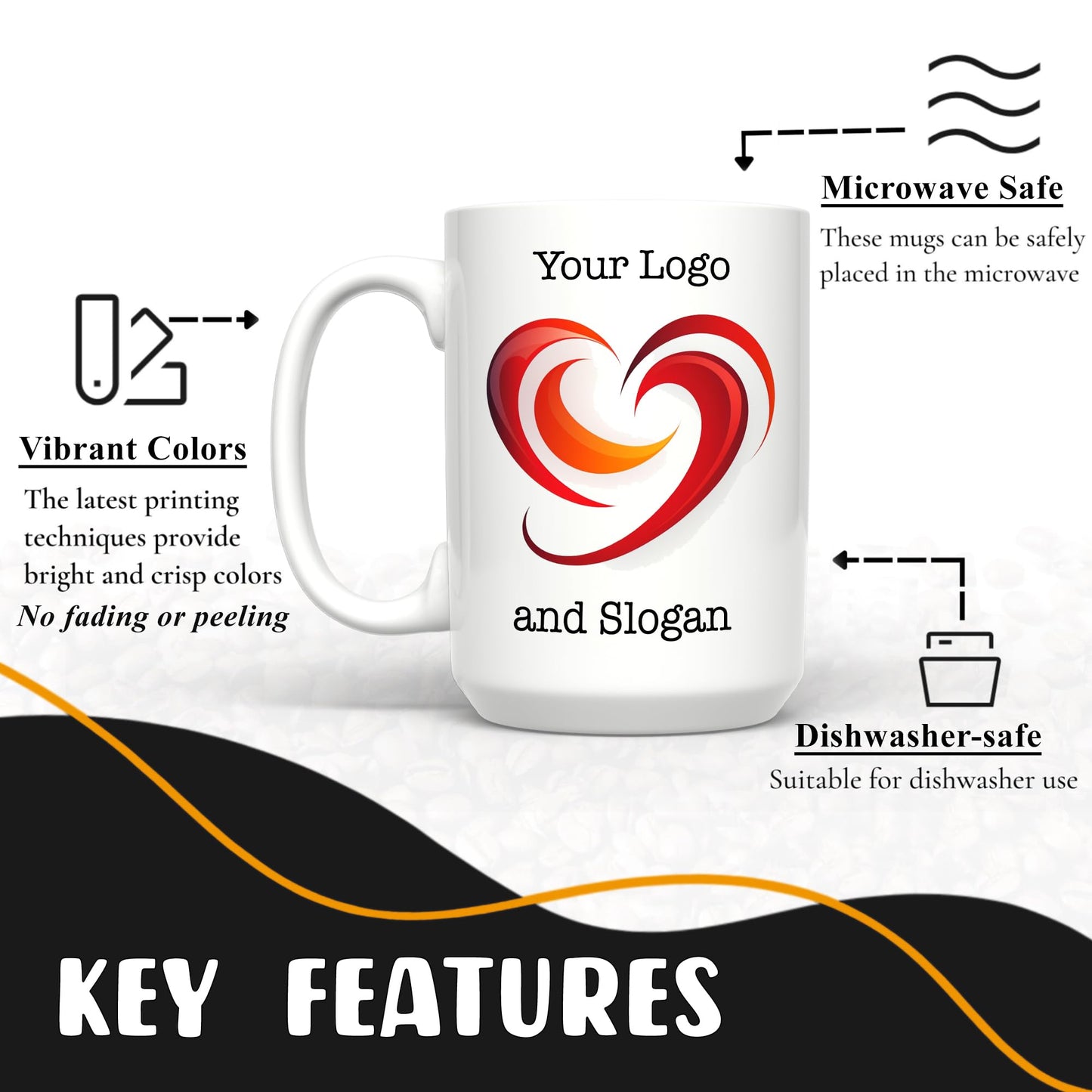 Giftbees Personalized Coffee Mug 15 Oz, Custom Picture Text or Logo Ceramic Mug, Customized Gift for Men & Women, Taza Personalizada with Photo and Words, Customizable Large Tea Cup | White