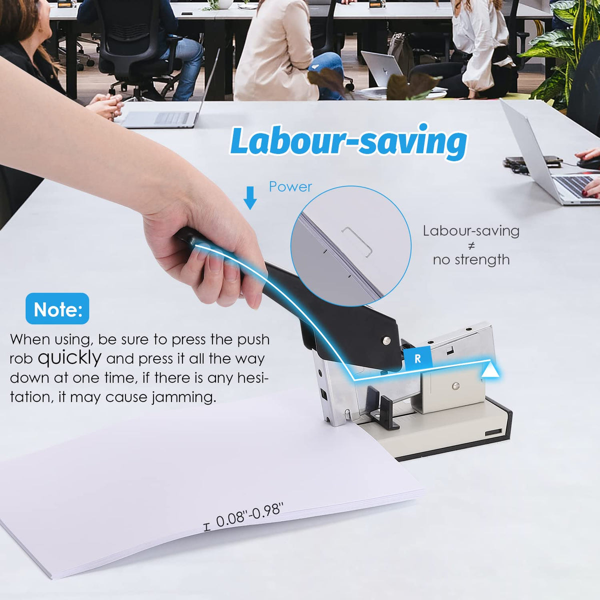 Heavy Duty Stapler - Effortless 240-Sheet Office Stapler with Adjustable Paper Guide, Super Capacity with 4000 Staples