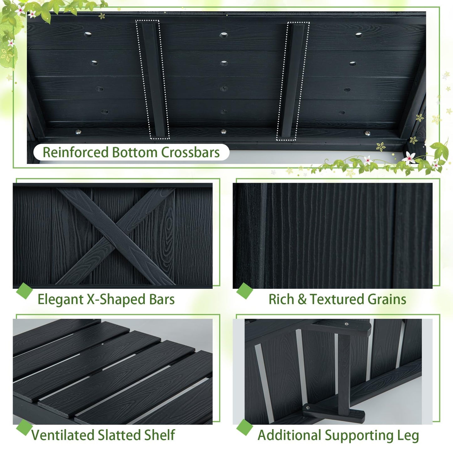 Giantex HIPS Raised Garden Bed, Elevated Planter Box w/Legs, Storage Shelf, Drainage Holes, Weather-Proof Standing Raised Beds for Backyard Balcony Flower Vegetable (Black, 34" x 18" x 29")