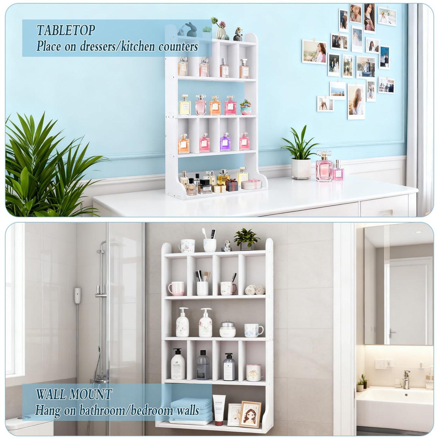 Zoketriton Perfume Organizer Display Case Multi-Tier Trinket Display Shelf for Perfume Crystal Storage Fragrances Collectibles Figures Miniatures Cosmetics Shot Glasses