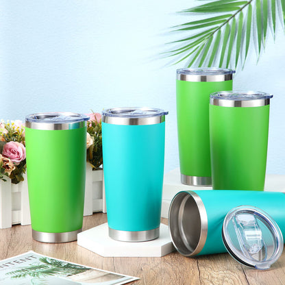 Sieral 36 Pack Stainless Steel Tumblers Bulk with Lids Double Wall Vacuum Insulated Coffee Cups Blank leakproof Powder Coated Tumblers for Engraving Wedding Graduation Party Favors(20 oz,Multicolor)