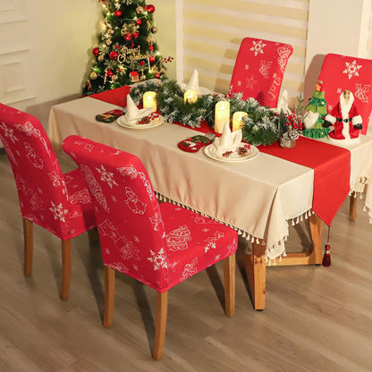 FORCHEER Dining Room Chair Covers 4 Chirsmas Stretch Kitchen Chair Slipcovers Set of 4 Washable- Christmas Red