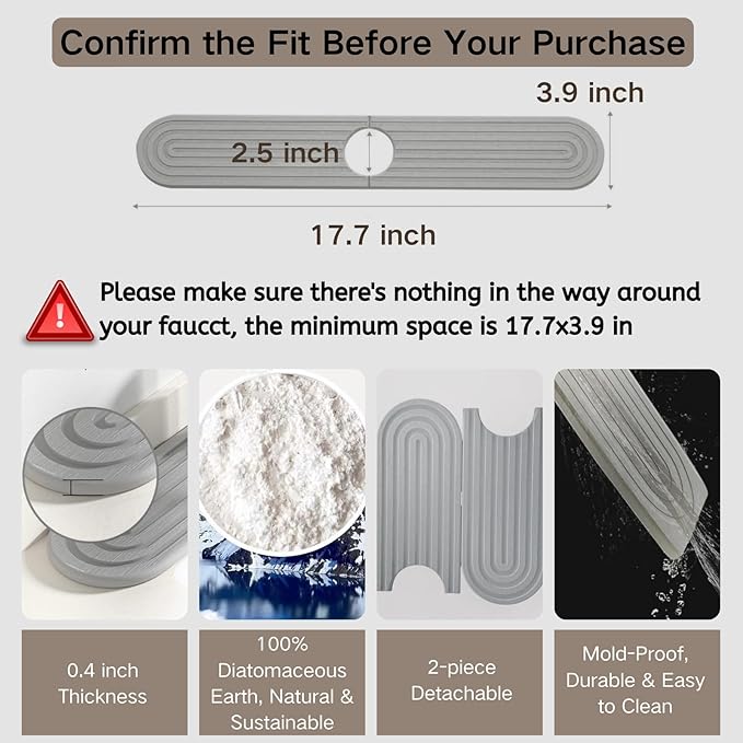 Diatomite Faucet Mat for Kitchen Sink