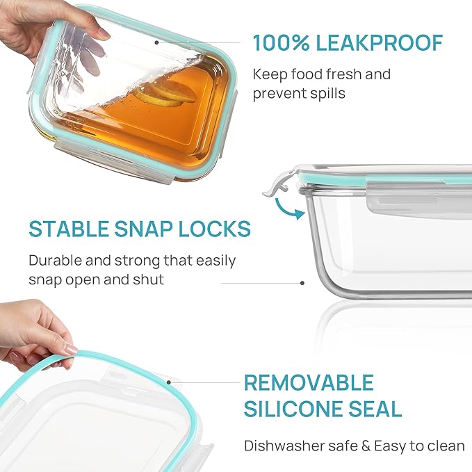 Vtopmart 122oz+50oz Large Glass Food Storage Containers