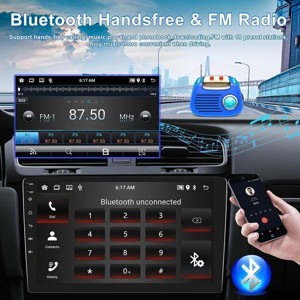 Slakerbe Android 14 Double Din Car Stereo Radio Compatible with Ford Explorer 1995-2001, 2G+32G 7" Touchscreen Car Radio w/Wireless Carplay Android Auto GPS WiFi Bluetooth RDS SWC Mic Backup Camera