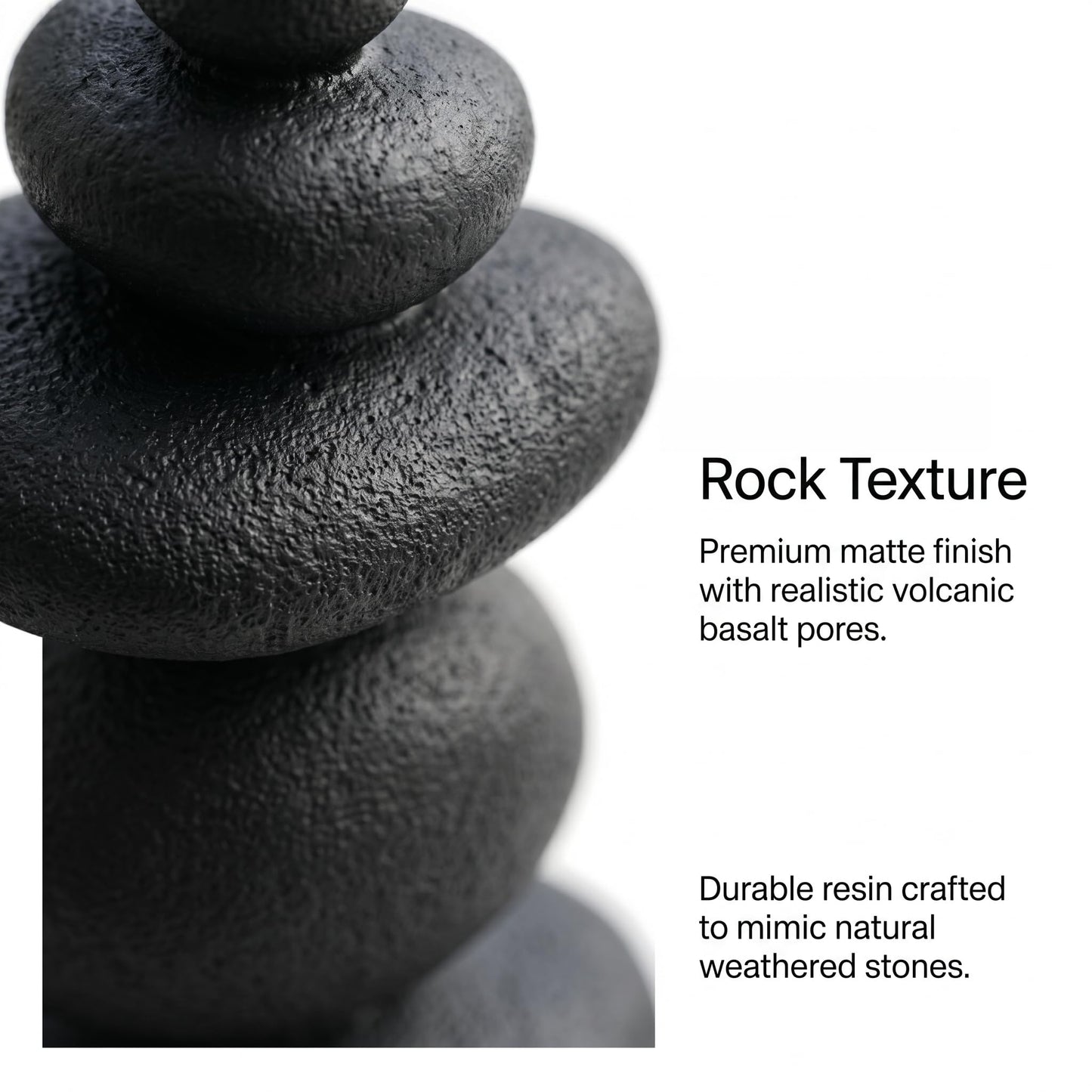 FUNTEREST Balancing Stacked Stones Statue, 14.5 Inch Zen Rock Cairn Sculpture, Black Resin Wabi Sabi Decor for Home Office Shelf Yoga Room, Mindfulness Gift for Yoga Lovers