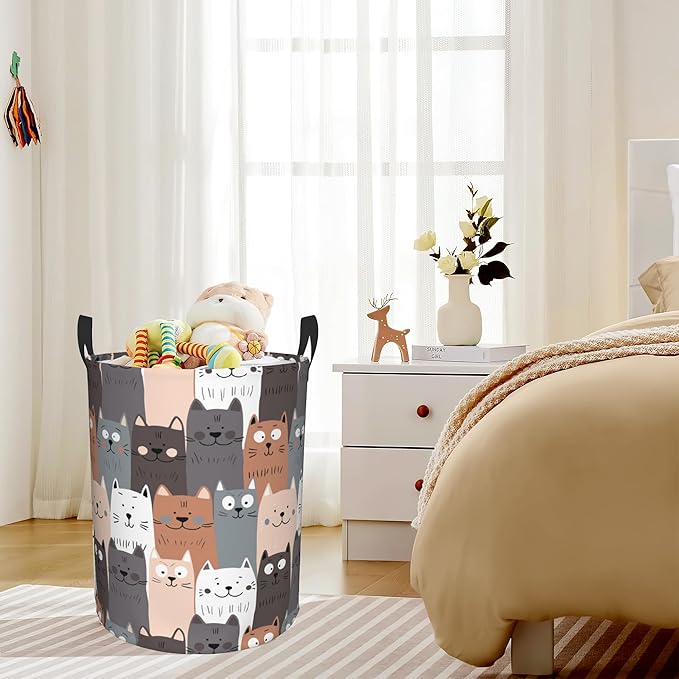 Cute Cat Laundry Basket, Waterproof Cats Laundry Hamper, Collapsible Organizer