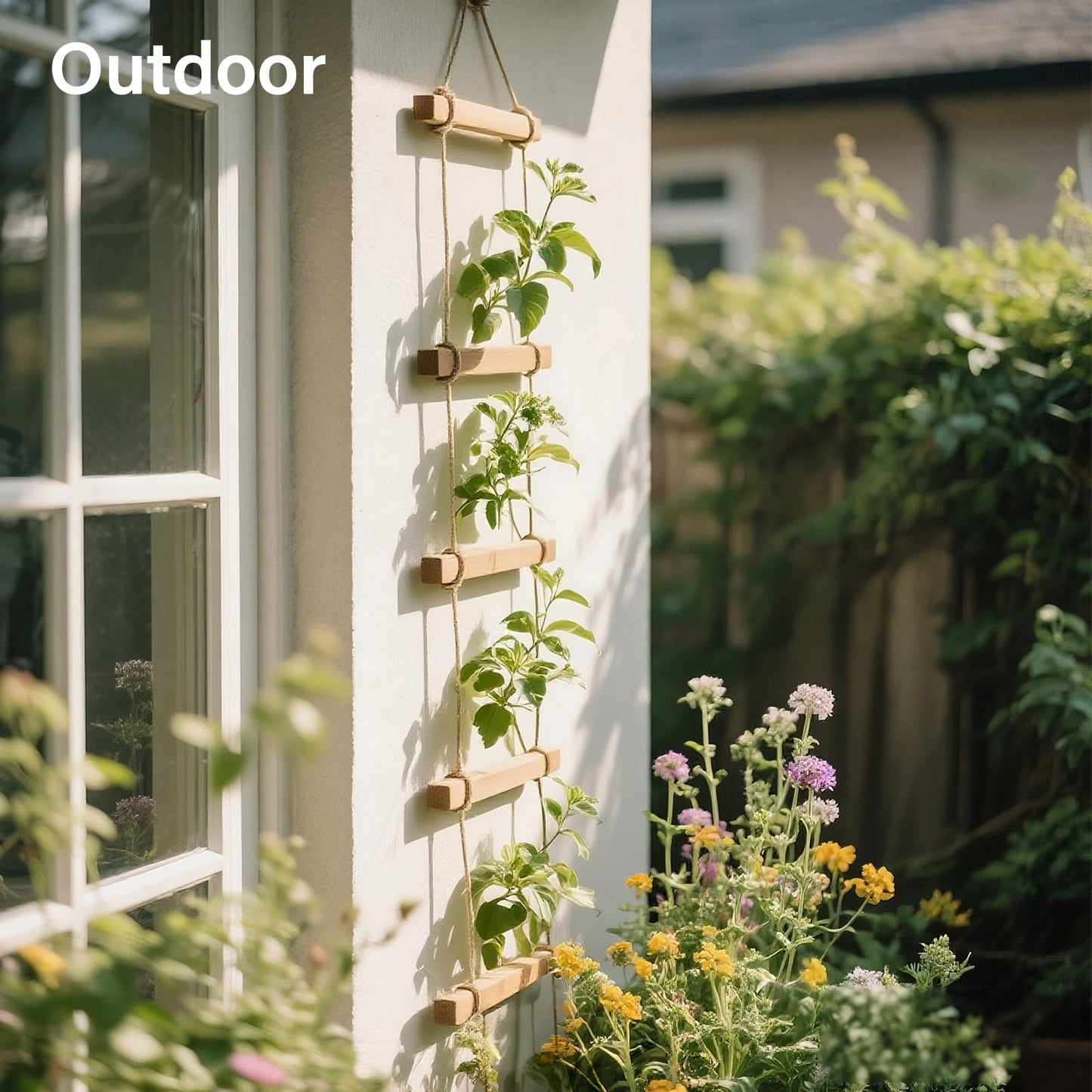 GOOOXIM Chain Trellis for Climbing Plants Indoor – Natural Wood Ladder Style Plant Support for Vines, Ideal for Pothos & Ivy, Stylish Modern Design for Home & Garden Use, Indoor/Outdoor
