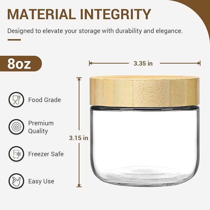 NETANY 4-pack 8oz Glass jars