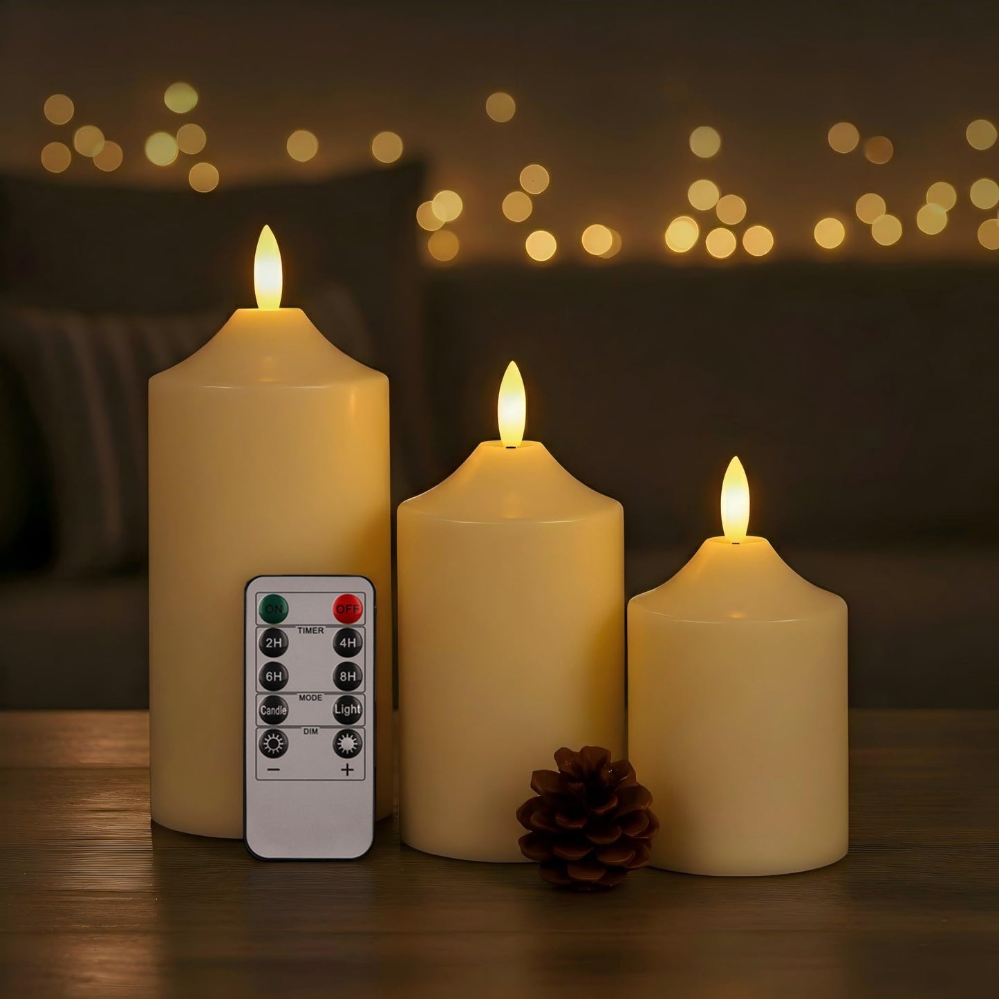 ANGELLOONG Battery Operated Candles with Timer, LED Flameless Candles Flickering with Remote, Fake Electric Pillar Candles for Holiday Party Wedding Home Decor, Dotted