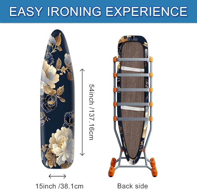 Blue White Floral Ironing Board Cover Stretch Fabric